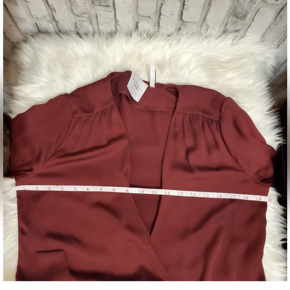 L’ academie Deep burgundy Wrap Blouse - Picture 9 of 9